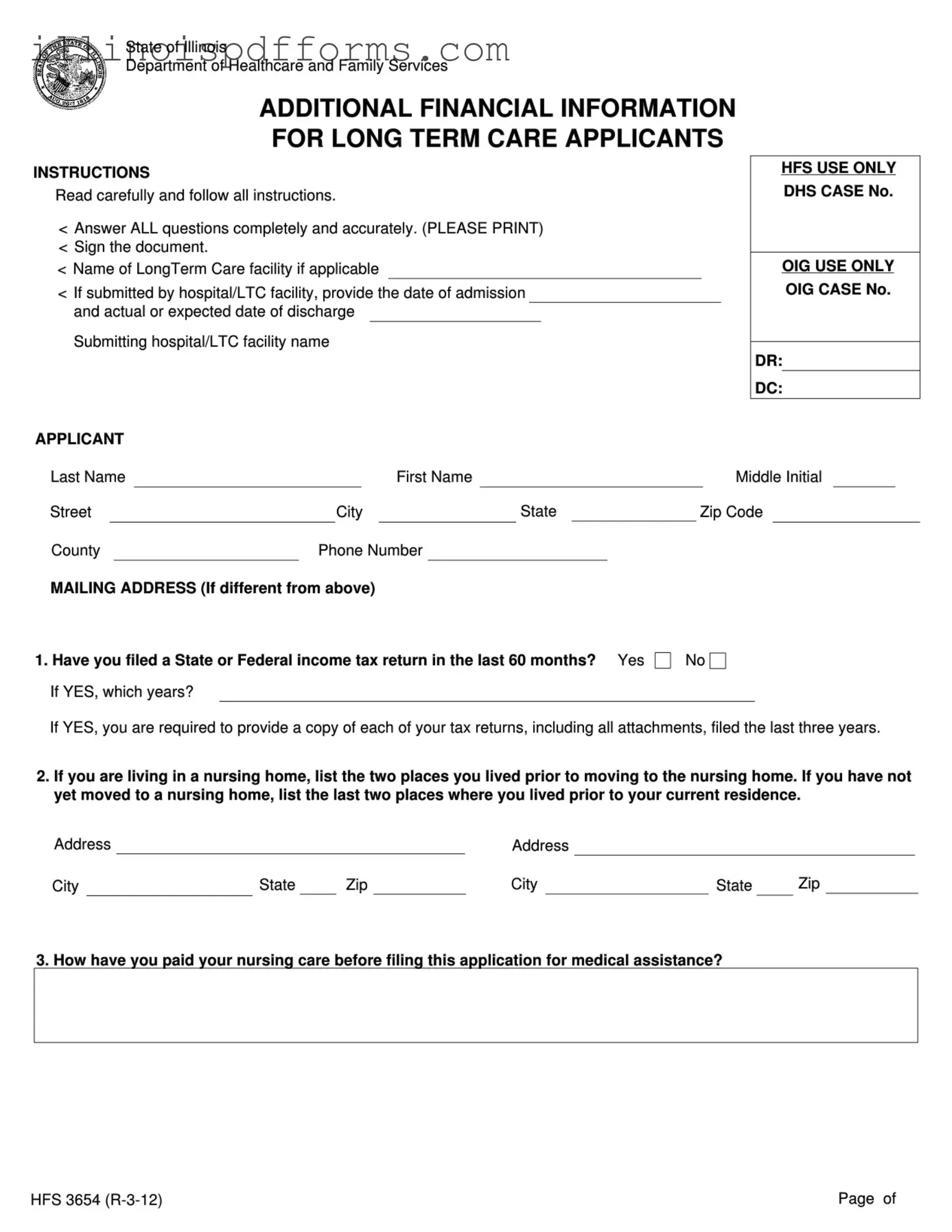 Fill a Valid Hfs 3654 Illinois Form