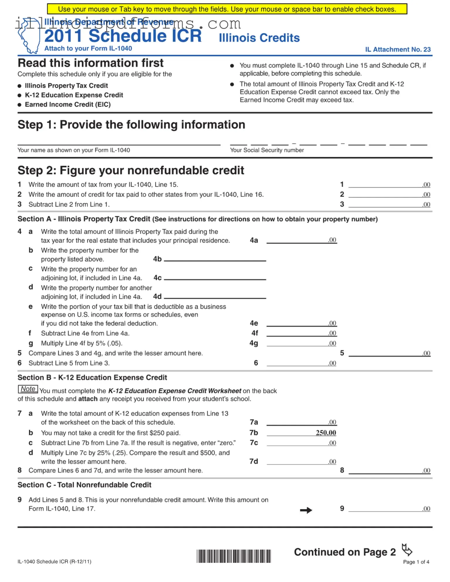 Fill a Valid Icr Illinois Dept Form