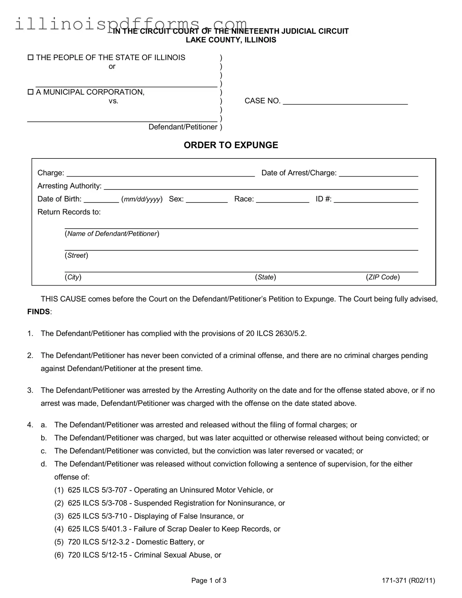 Fill a Valid Illinois 171 371 Form