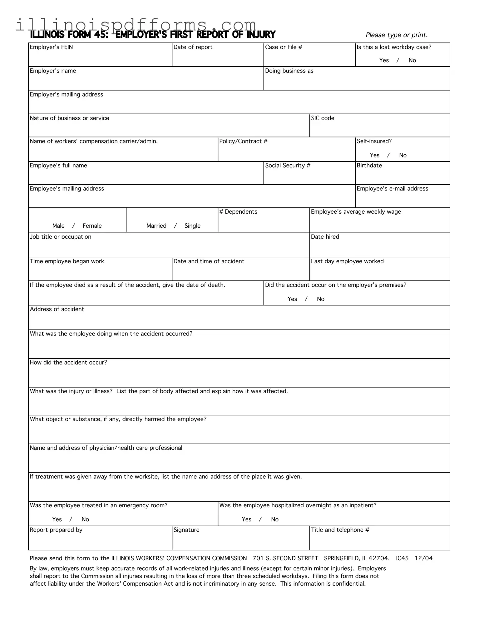 Fill a Valid Illinois 45 Form