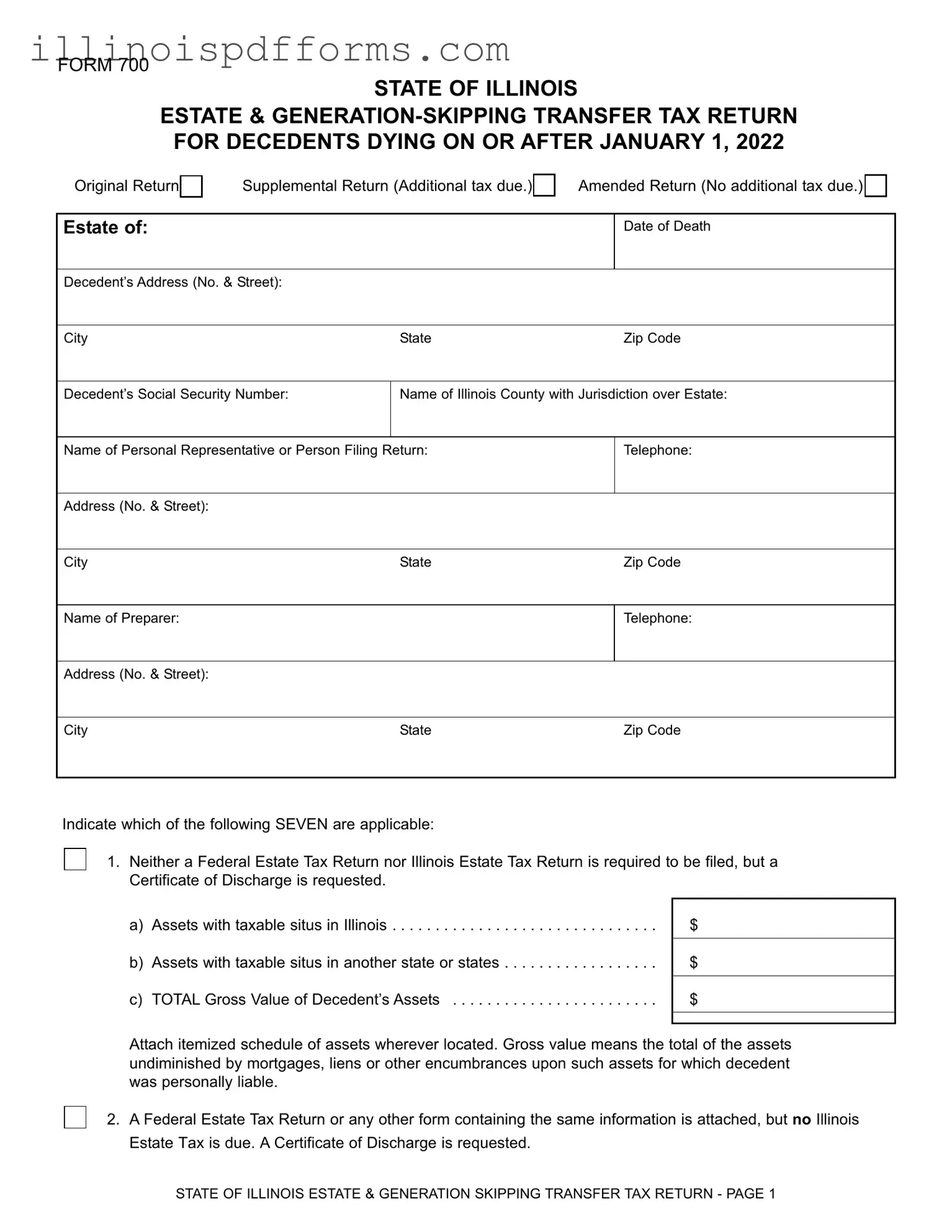 Fill a Valid Illinois 700 Form