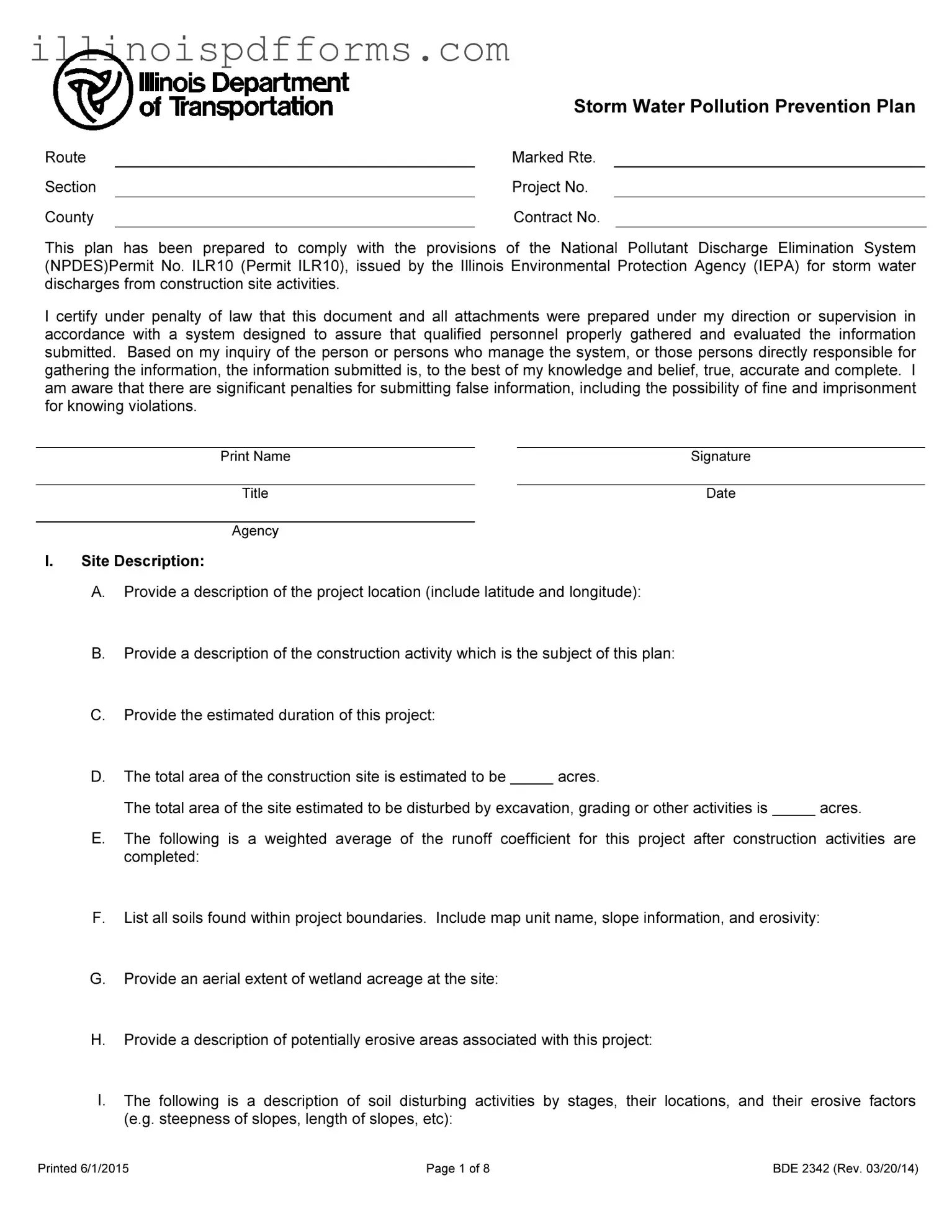Fill a Valid Illinois Bde 2342 Form