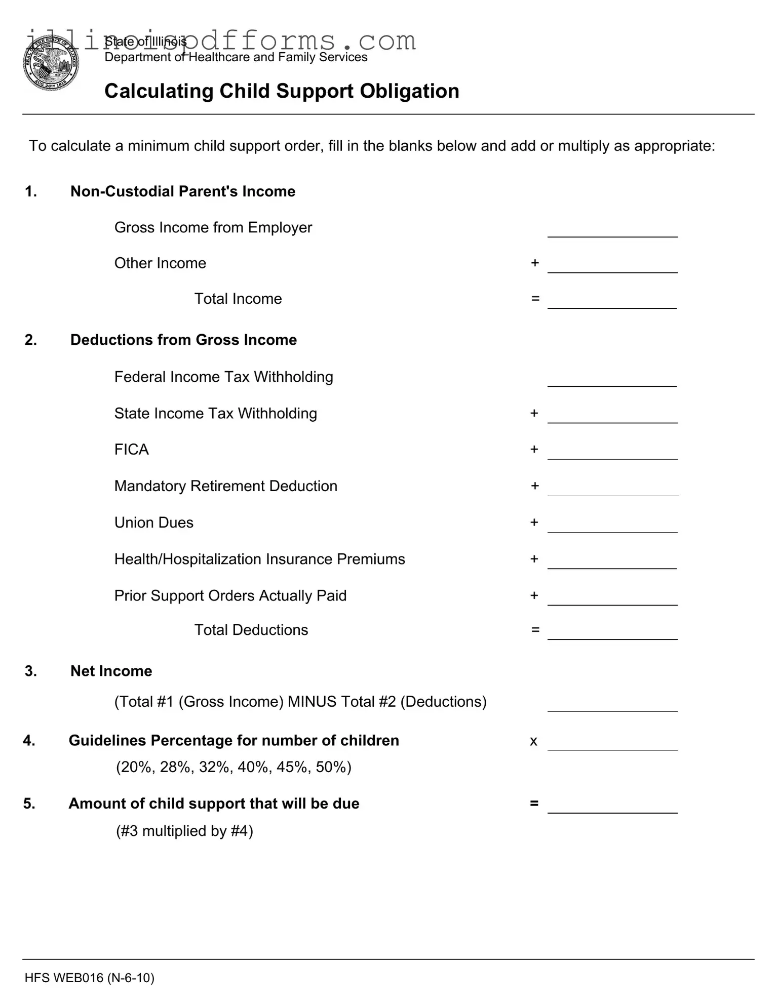 Fill a Valid Illinois Calculating Support Form