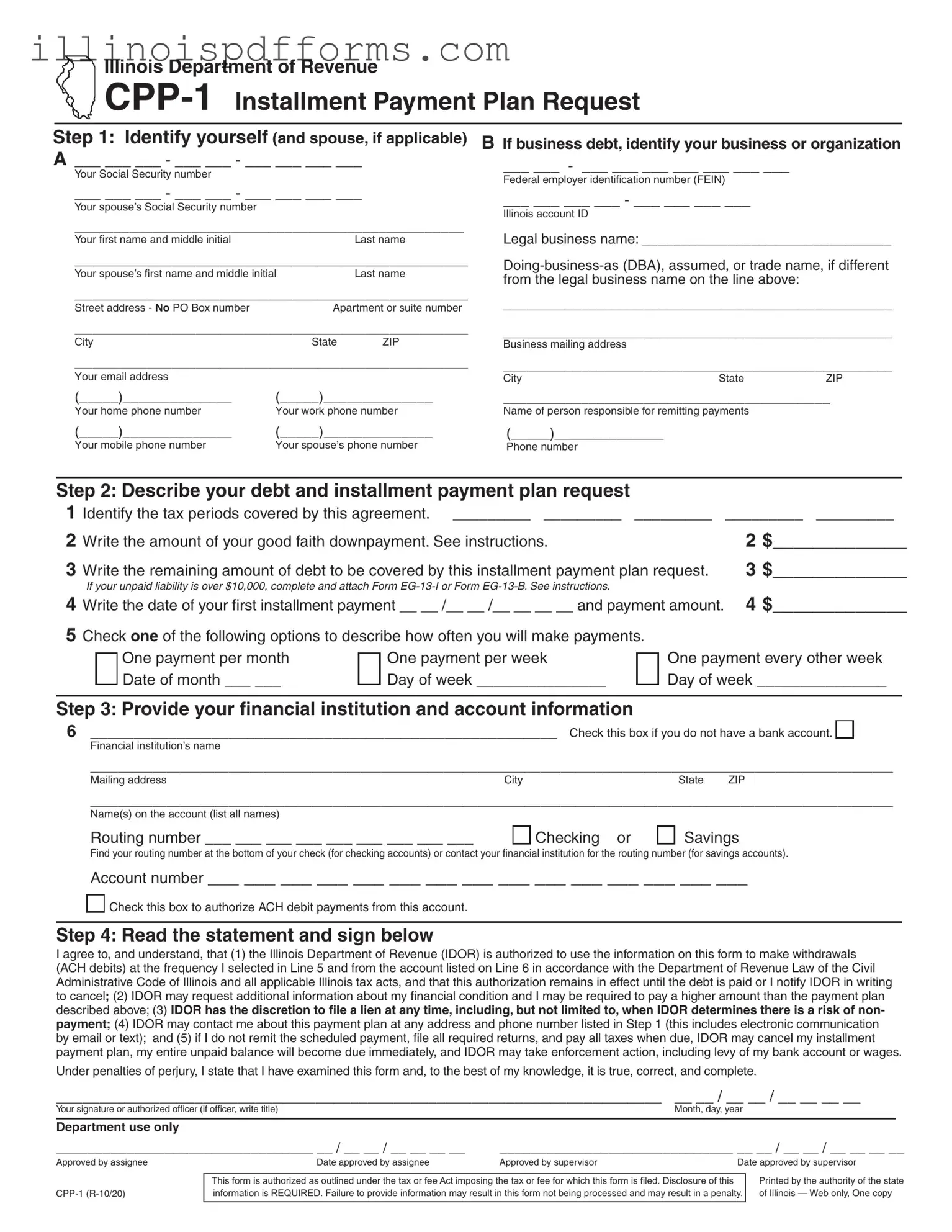 Fill a Valid Illinois Cpp 1 Form