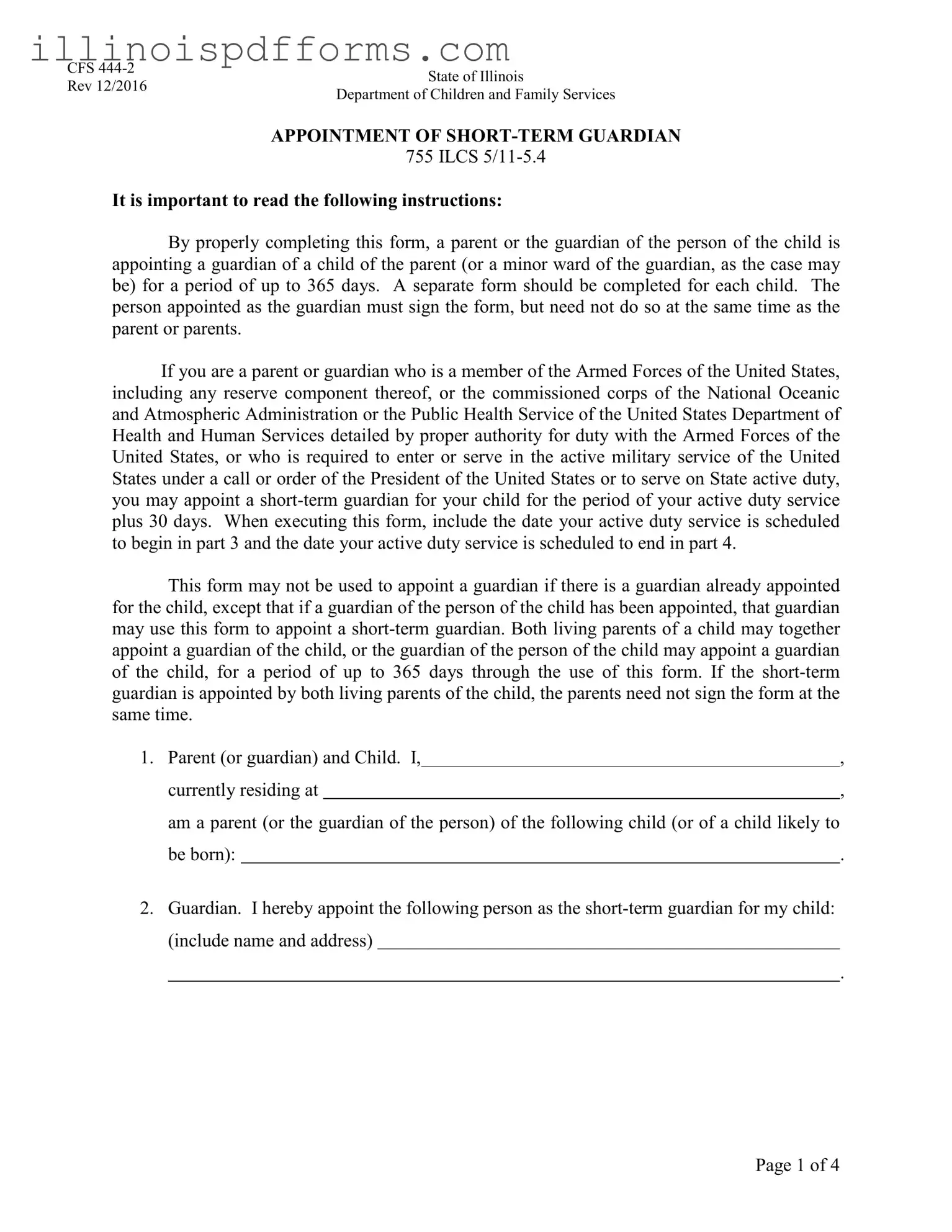 Fill a Valid Illinois Guardian Form