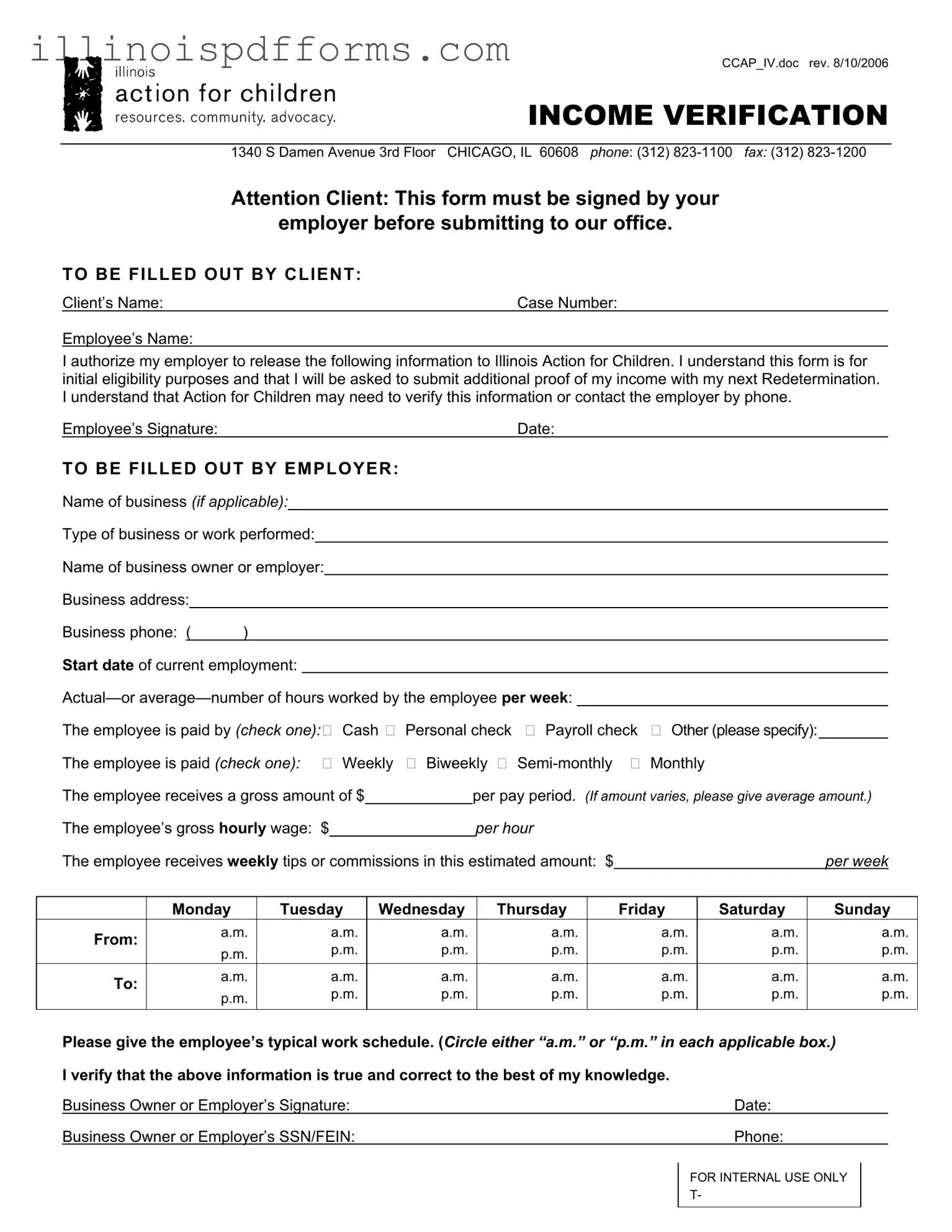 Fill a Valid Illinois Income Verification Form