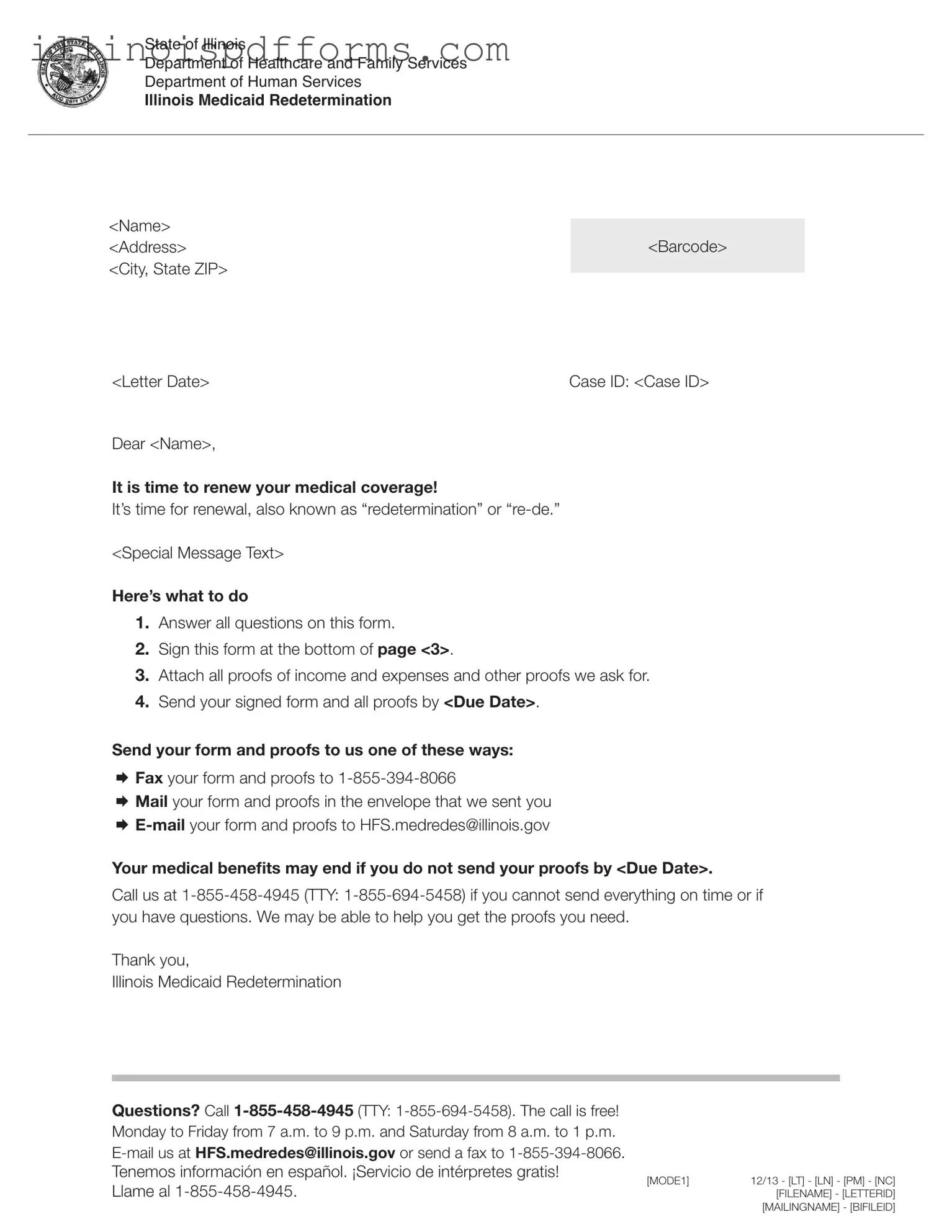 Fill a Valid Illinois Medicaid Redetermination Form