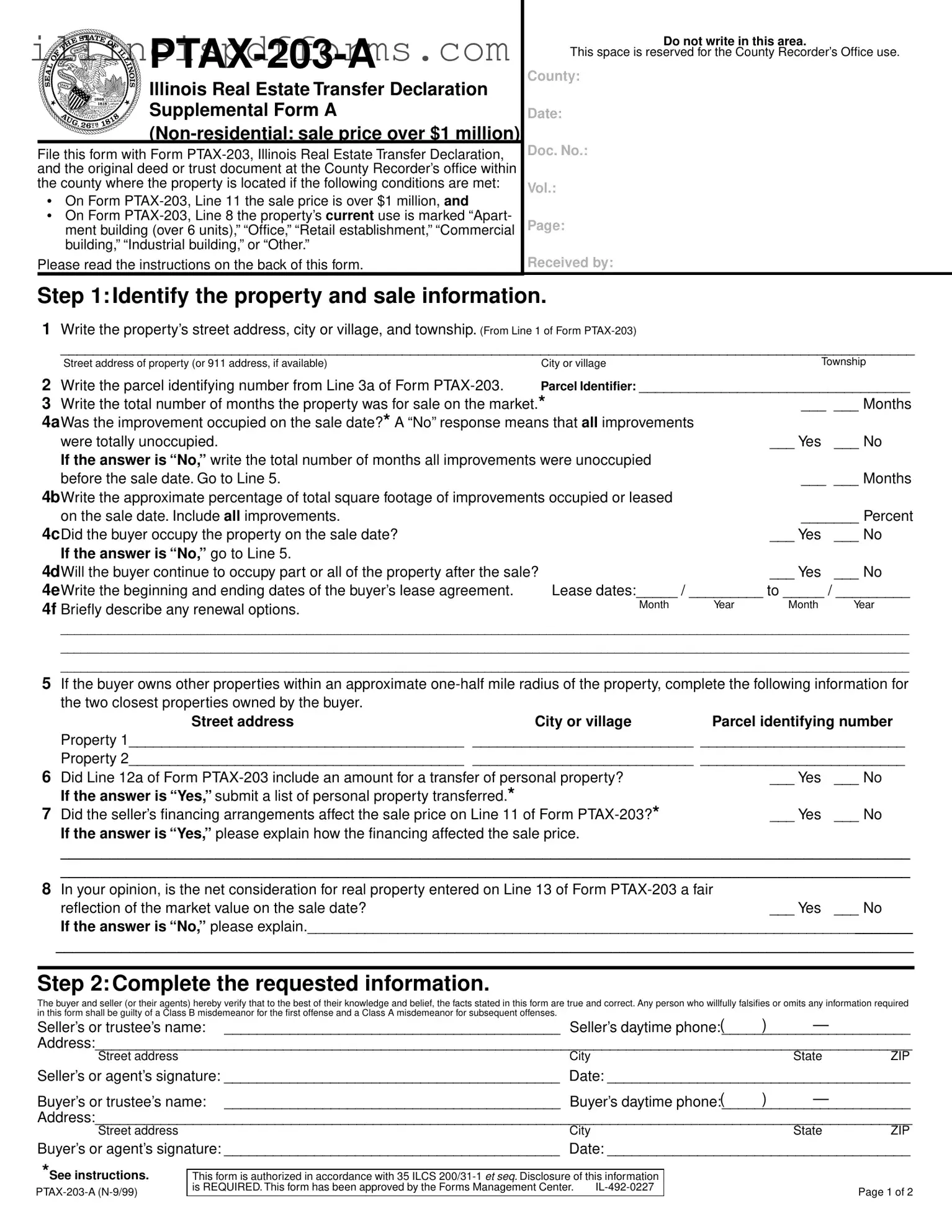 Fill a Valid Illinois Ptax 203 A Form