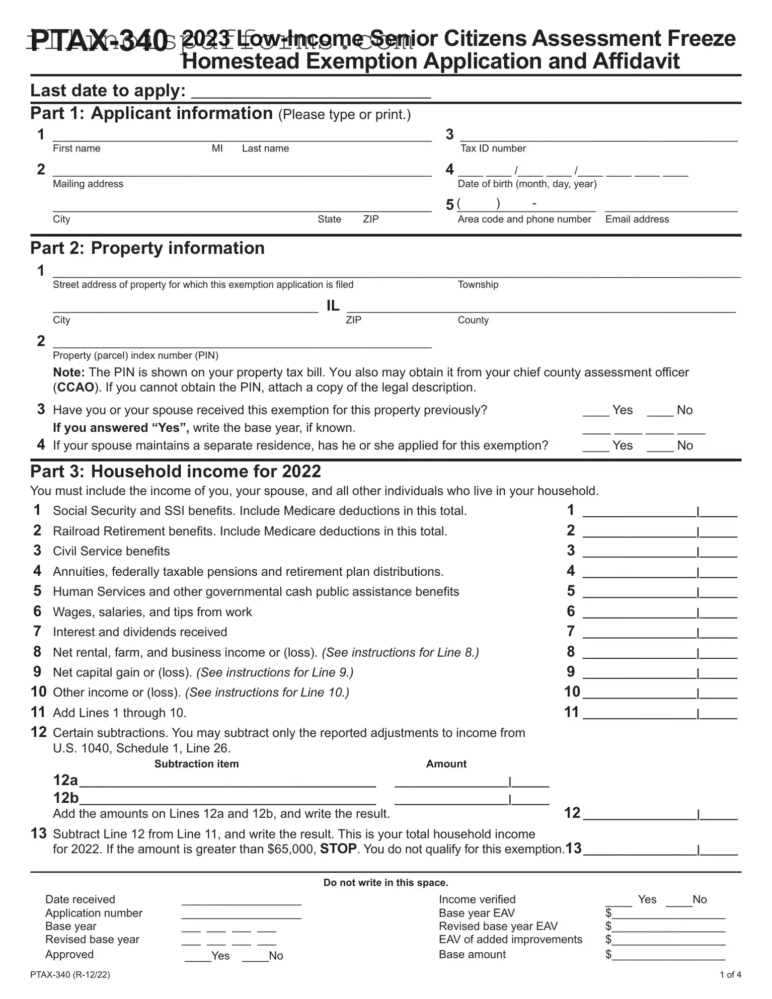 Fill a Valid Illinois Ptax 340 Form
