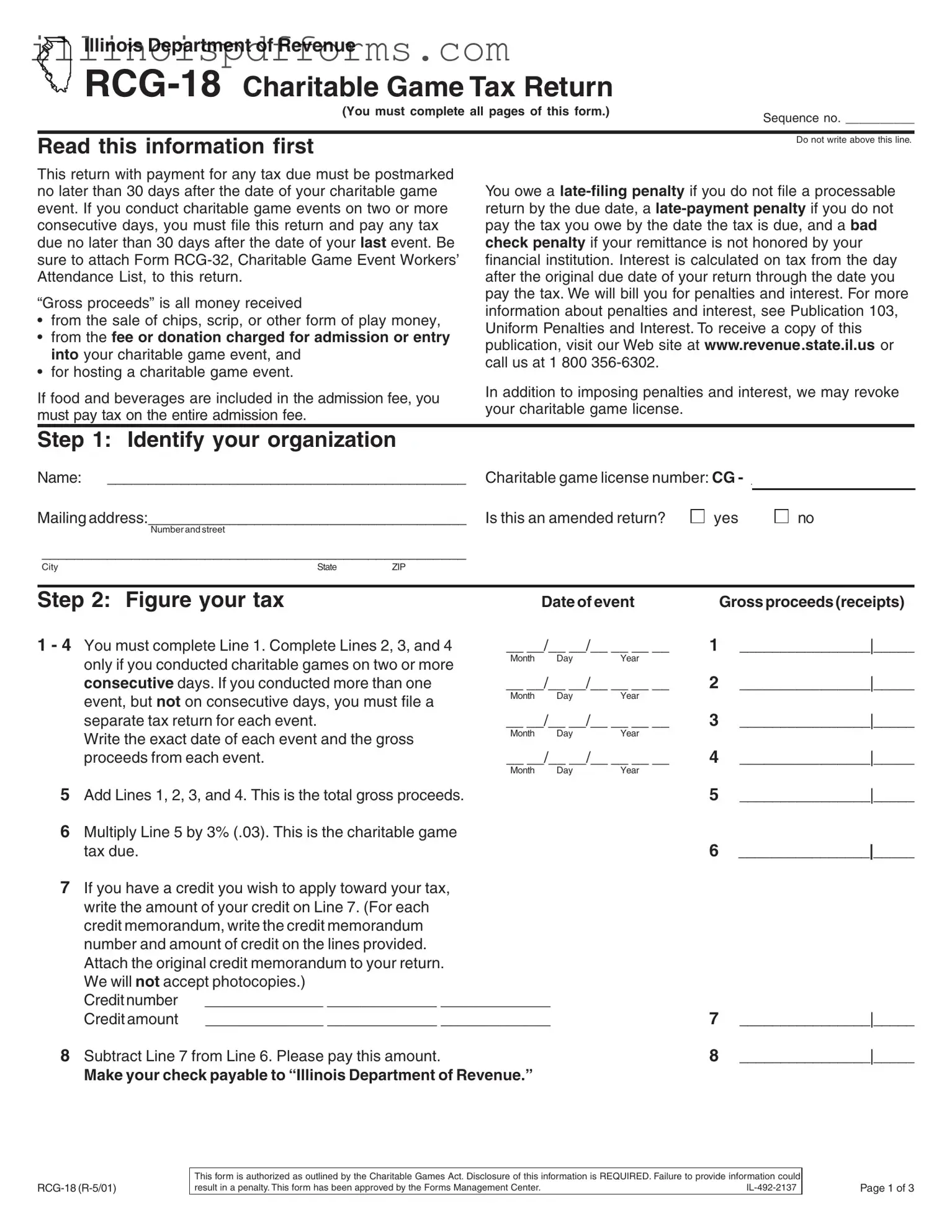 Fill a Valid Illinois Rcg 18 Form