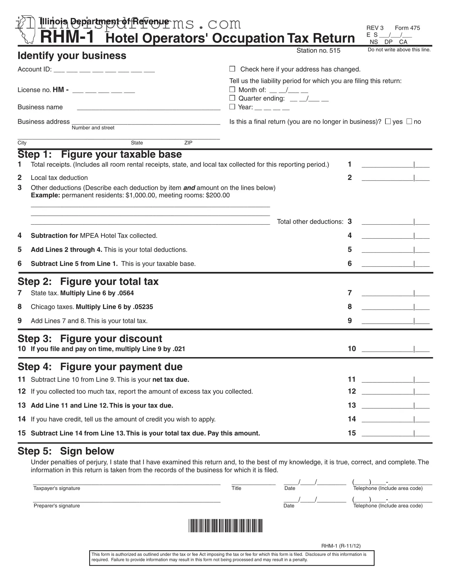 Fill a Valid Illinois Rhm 1 Form