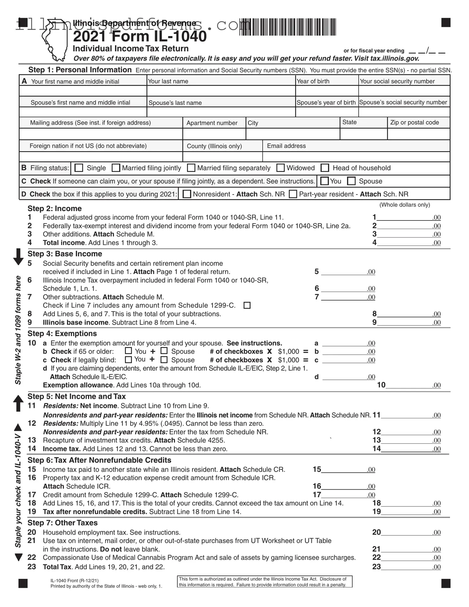Fill a Valid Illinois Tax Form