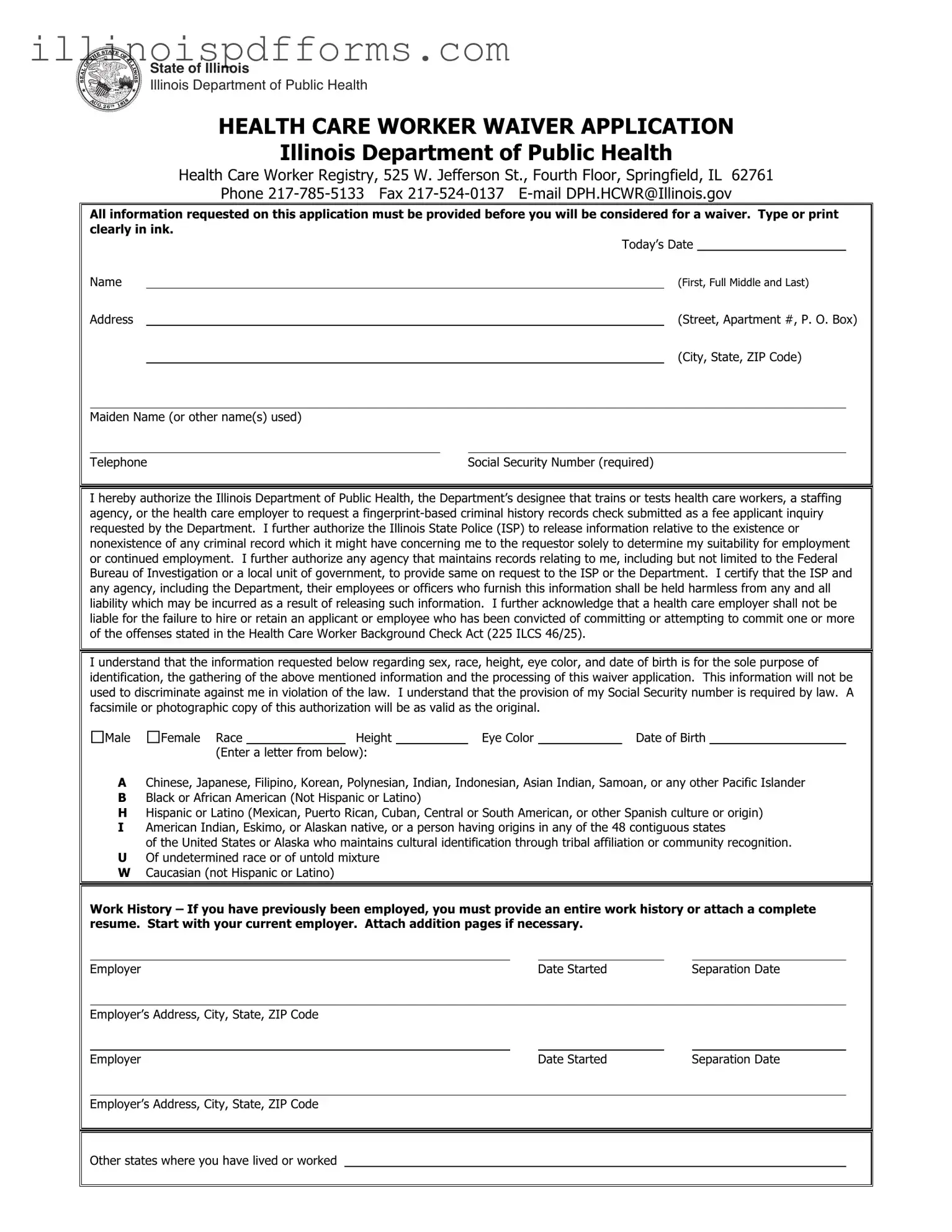 Fill a Valid Illinois Waiver Form