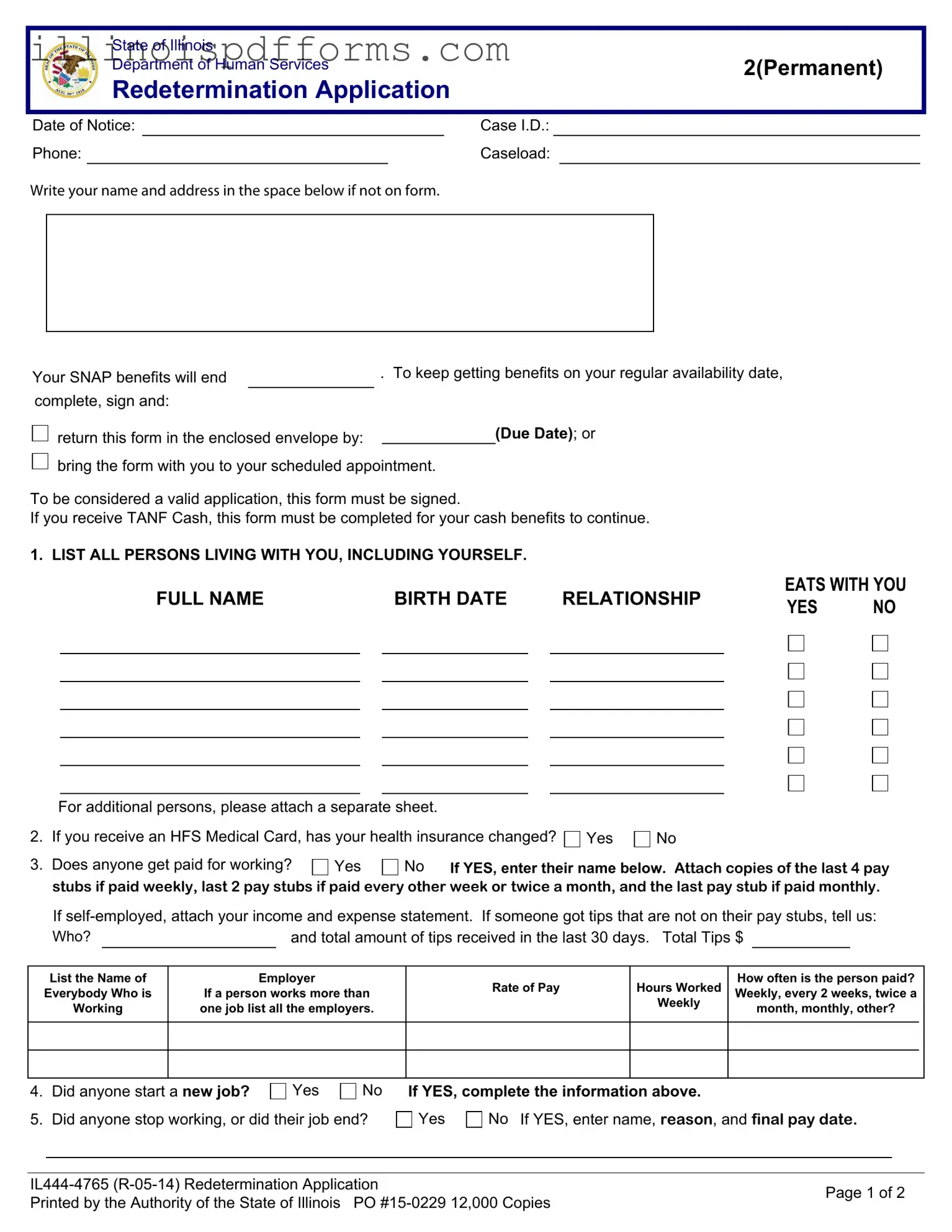 Fill a Valid Link Illinois Redetermination Form