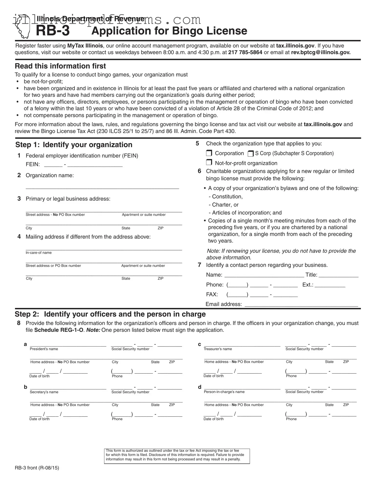 Fill a Valid Rb 3 Illinois Form