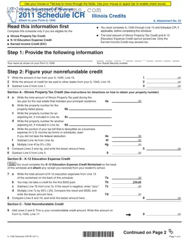 Fill a Valid Icr Illinois Dept Form