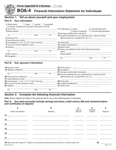 Fill a Valid Illinois Boa 4 Form