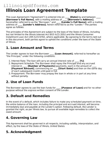 Printable Loan Agreement Template for Illinois State