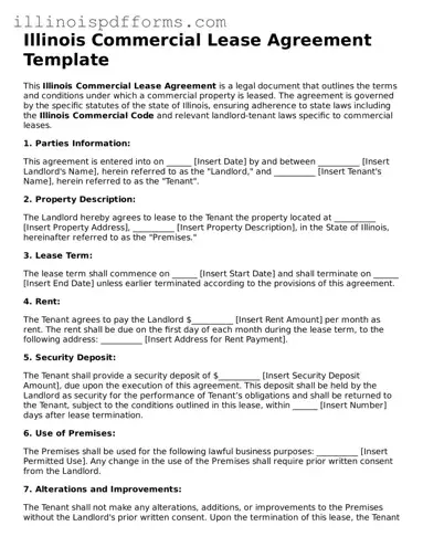 Printable Commercial Lease Agreement Template for Illinois State