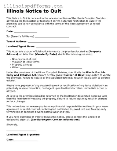 Printable Notice to Quit Template for Illinois State