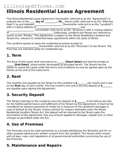 Printable Residential Lease Agreement Template for Illinois State