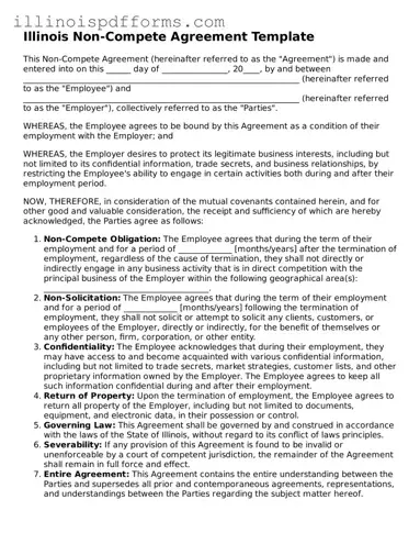 Printable Non-compete Agreement Template for Illinois State