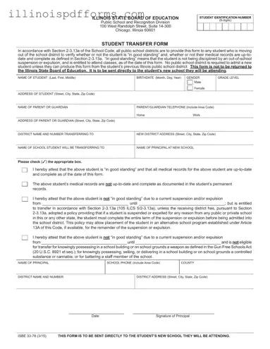 Fill a Valid Illinois School Transfer Form