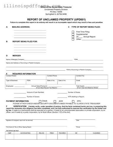 Fill a Valid Illinois Unclaimed Property Reporting Form