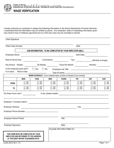 Fill a Valid Illinois Wage Verification Form
