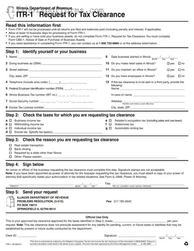 Fill a Valid Itr 1 Illinois Form