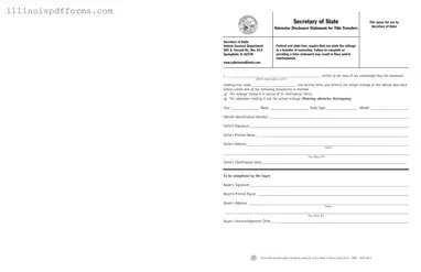 Fill a Valid Odometer Statement For Illinois Form