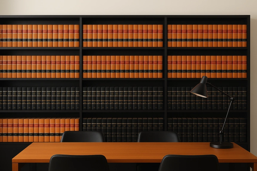 Modern legal library scene